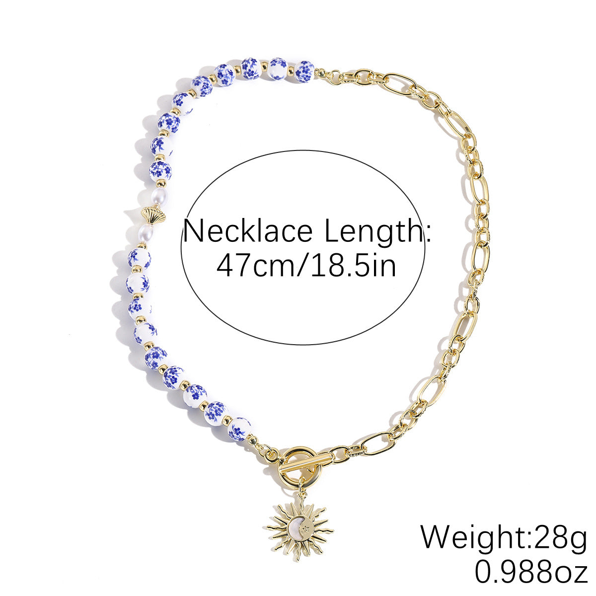 Mild Luxury Retro Beaded Ceramic Artistic Blue White Necklaces