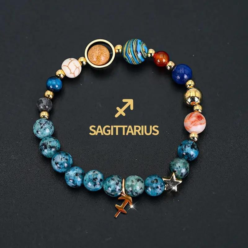 Planets Twee Constellations Natural Stone Blue Black Bracelet