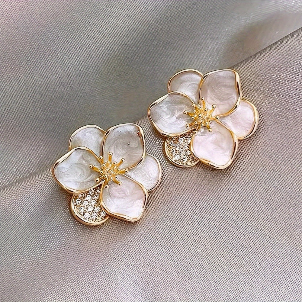 Fashion Beautiful Elegant Glaze Flowers Ear Earrings