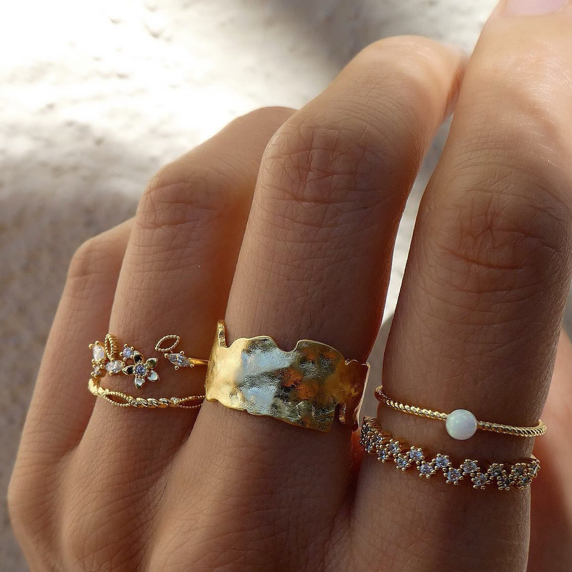 Star Moon Love Leaf Set Female Light Luxury High-grade Rings