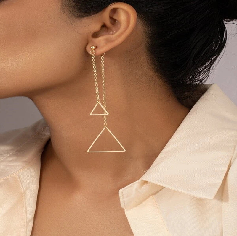 Geometric Metal Eardrops Personality Trendy Triangle Earrings