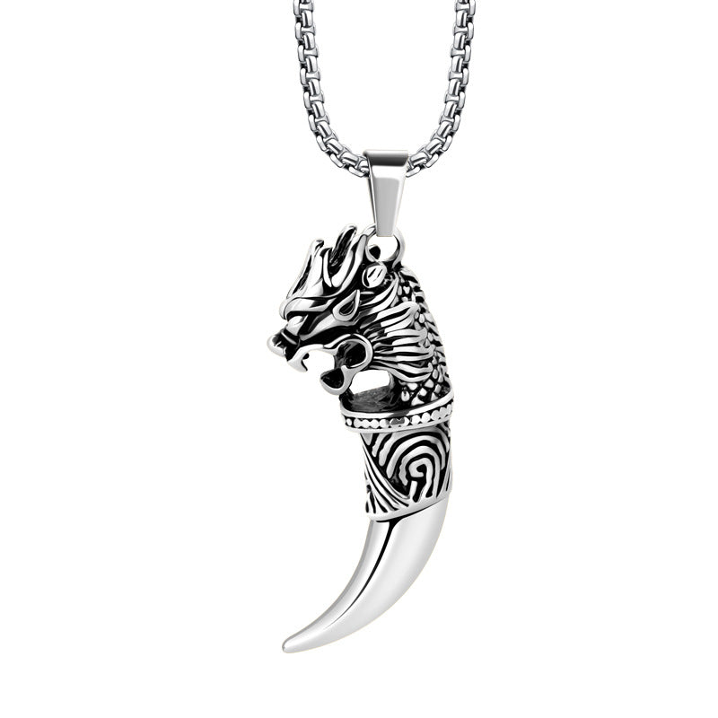 Men's Wolf Tooth Titanium Steel Stainless Hip Hop Niche Necklace