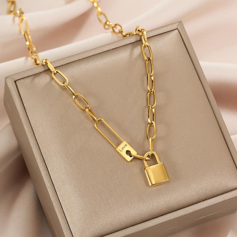 Women's Hop High-grade Lock For Trendy Gold Color Necklaces