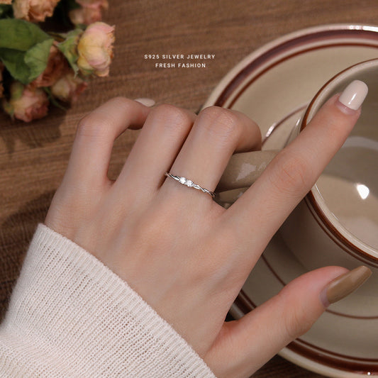 Cold Wind Niche Design Twist Zircon Light Luxury Simplicity Ring