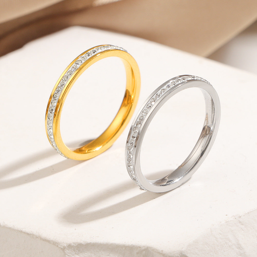 The Debris Fine Light Luxury White High-grade Single Row Index Rings