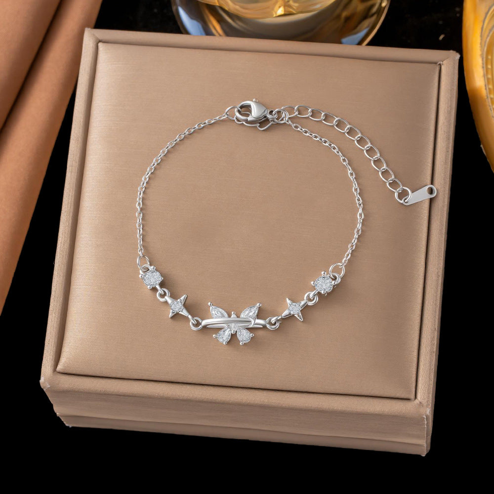 Butterfly Zircon Female Minority Design High Sense For Girlfriend Girlfriends Bracelets