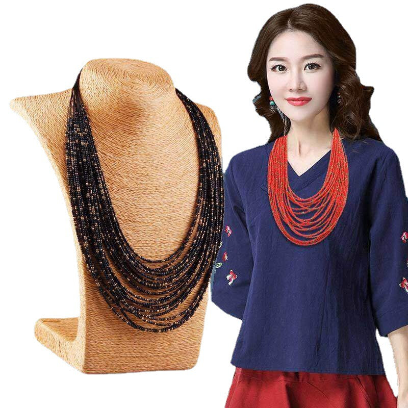 Ethnic Style Hand-woven Beads Stringed Multilayer Necklace