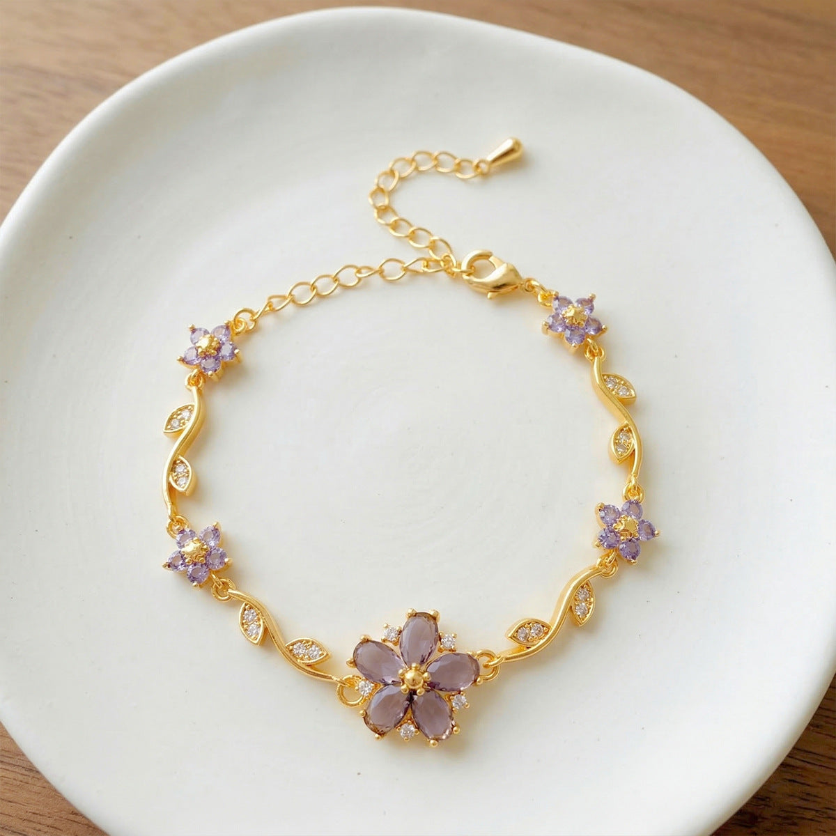 Style Flower Bow Tie Small Fresh Copper Inlaid Zircon High Bracelet