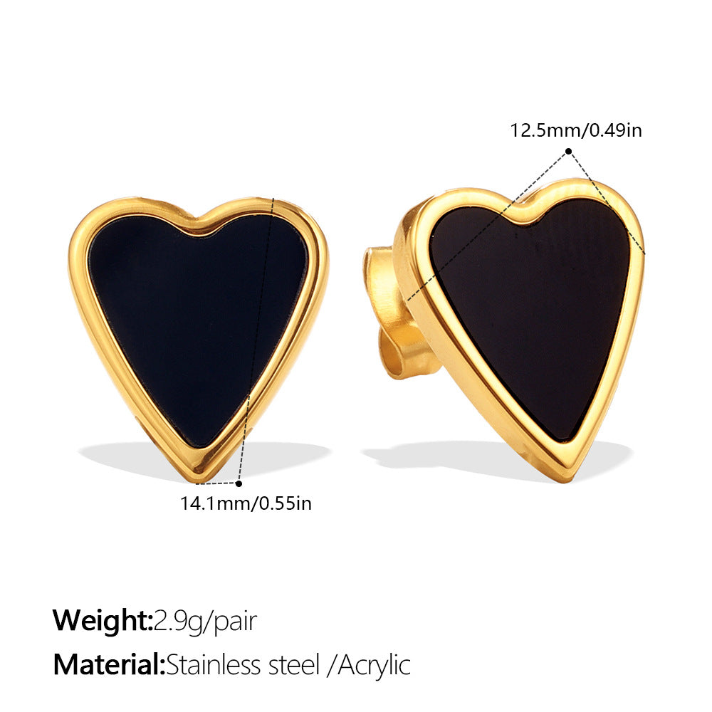 Retro Gold Irregular White Shell Love Heart Fashion Simple Style Stud Earrings