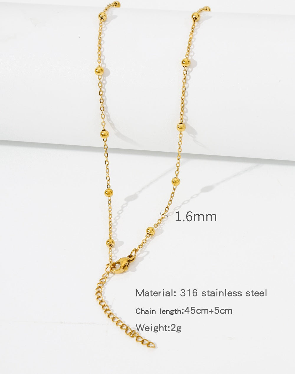 Steel Vacuum Vapor Plating Golden Chain O-shaped Hemp Flowers Necklaces