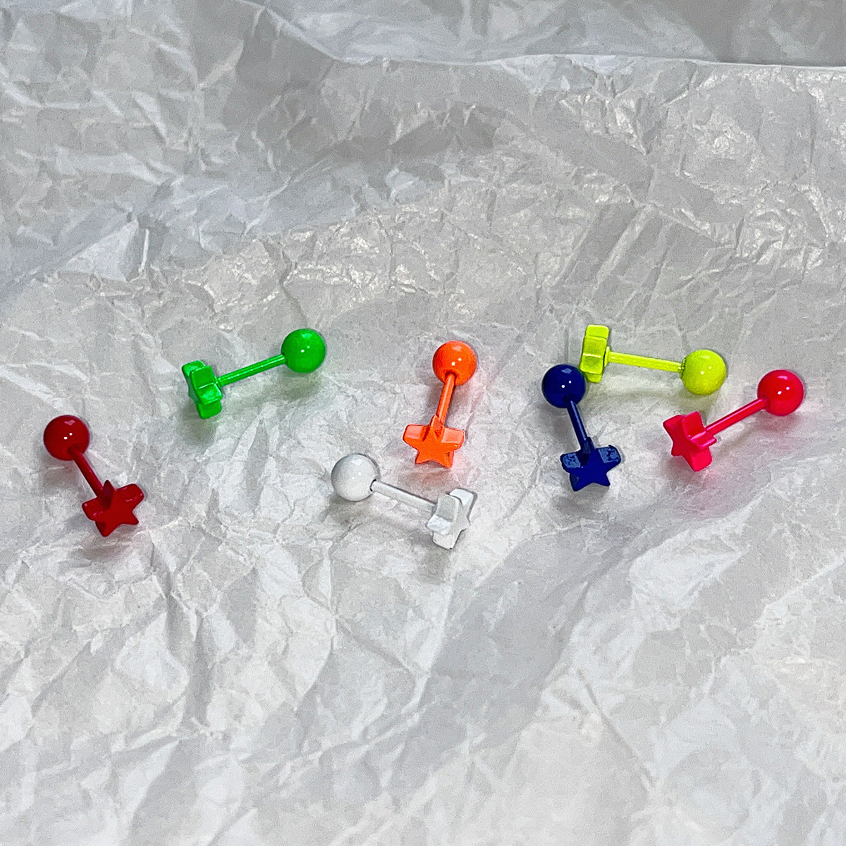 Fluorescent Titanium Steel Ear Bone Summer Hot Before Sleep Five-pointed Earrings