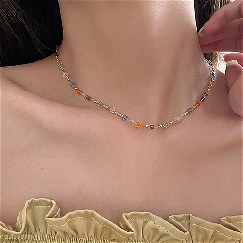 Women's Summer Color Crystal String Beads For Dignified Sense Necklace