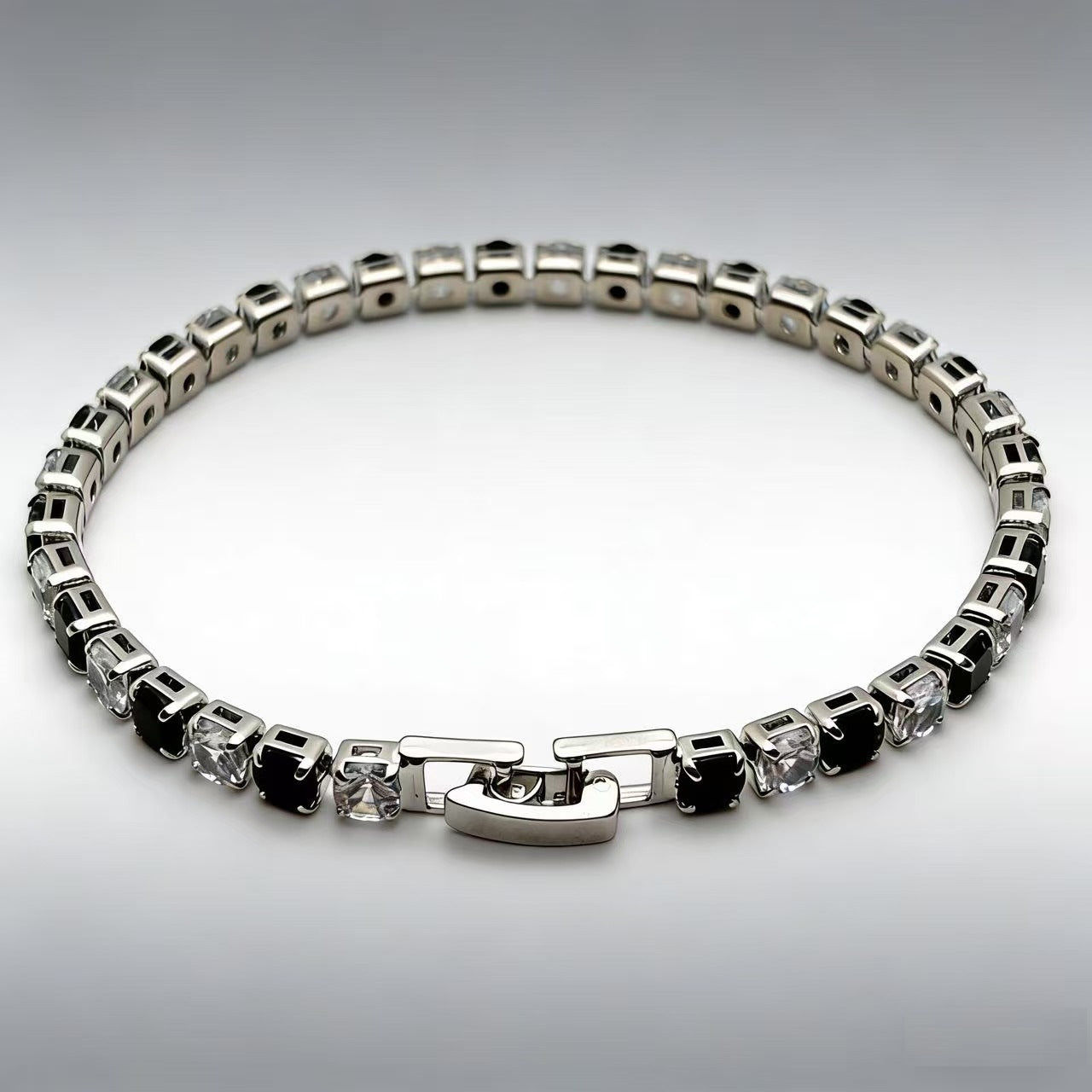 Contrast Color Full Diamond Tennis Fashion Personalized Minority Exquisite Temperament Bracelet