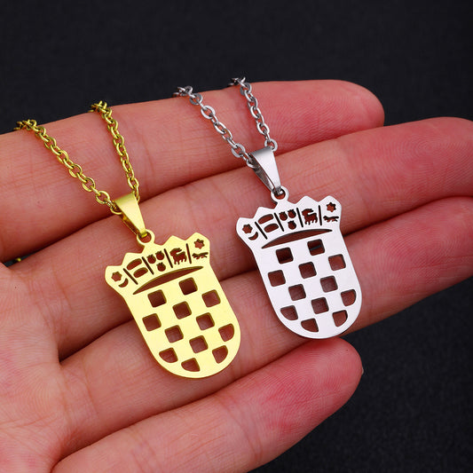 Women's & Men's Croat Badge For Couple Stainless Steel Necklaces