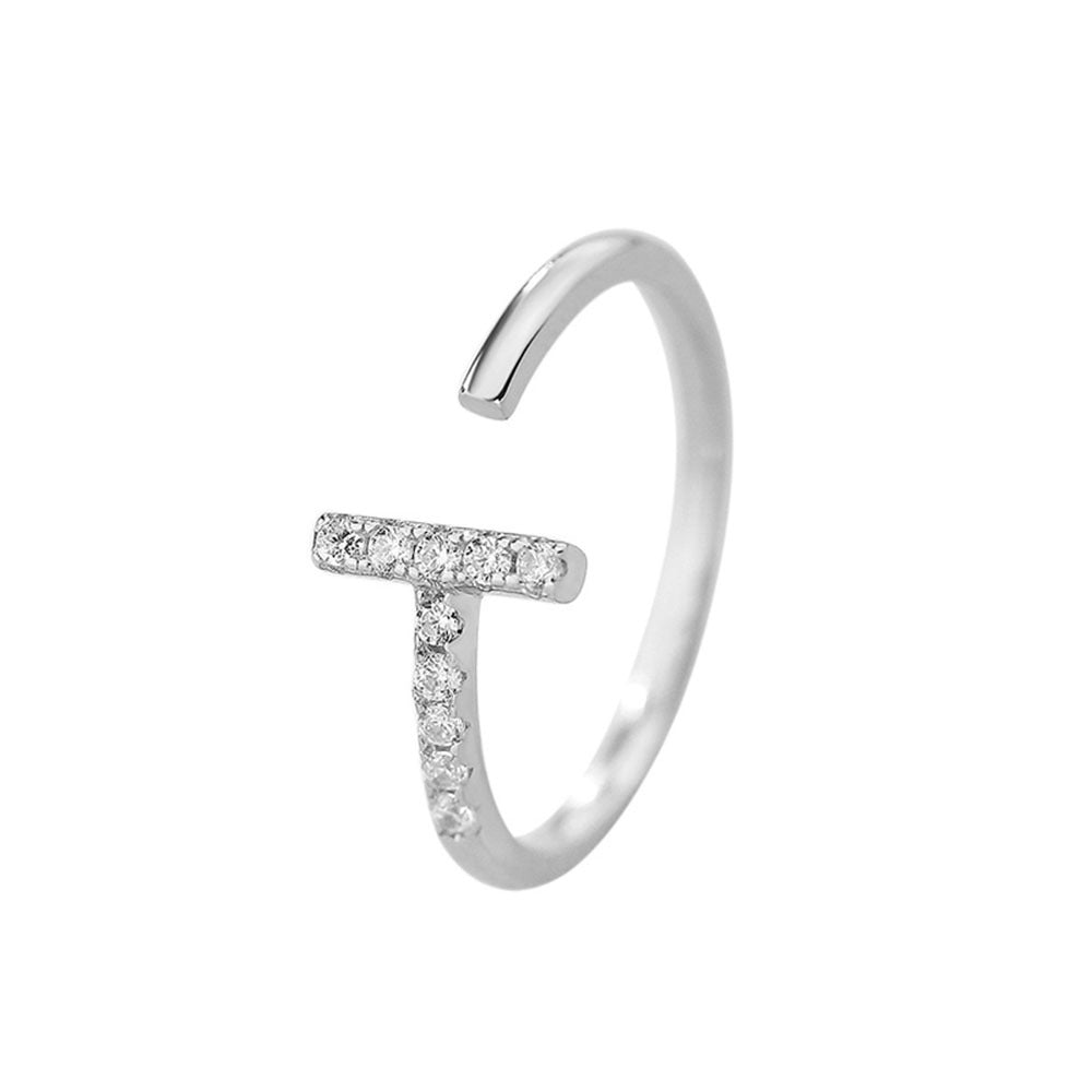 Sier Shining Diamond Embedded Light Luxury Rings