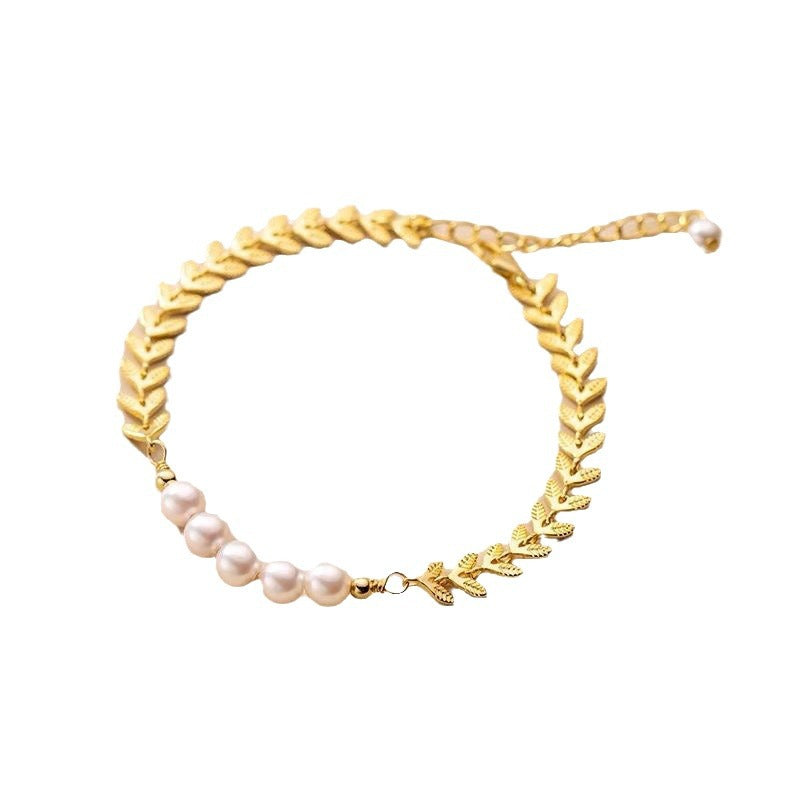 Leaf Goddess Pearl Design Simple Temperamental Necklace