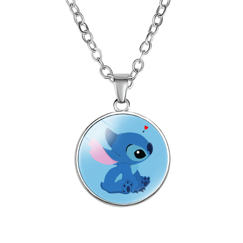 Children's Star Stitch Cartoon Pattern Time Stone Necklaces