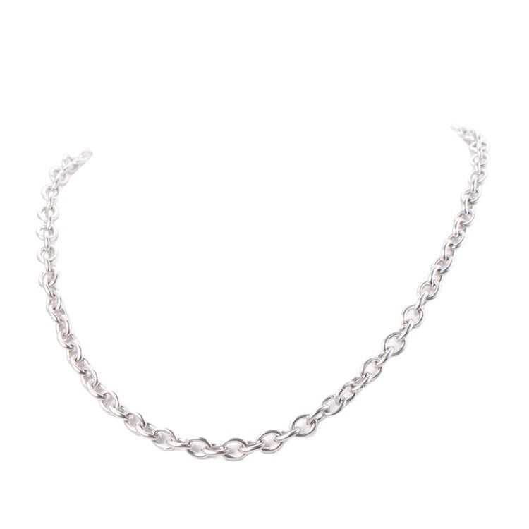 Men's & Women's Stainless Steel Cross Buckle O-shaped Welding Port Titanium Clavicle Chain Necklace