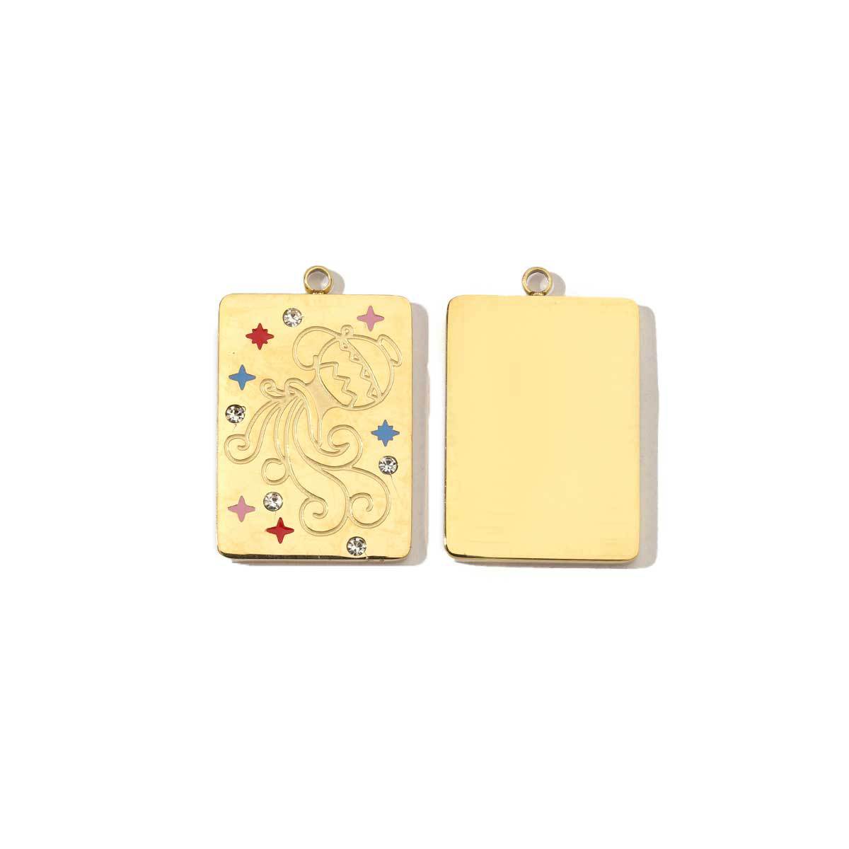 Real Gold Constellation Square Colorful Crystals Pendants