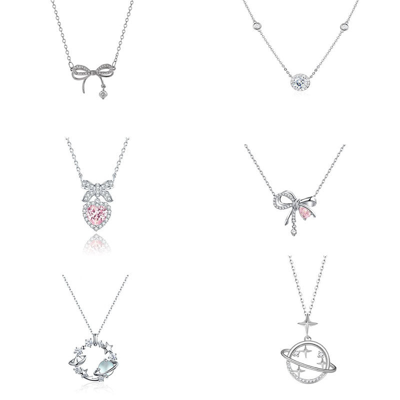 Point Full Series Female Bow Couple Design Clavicle Chain Sweater Necklaces