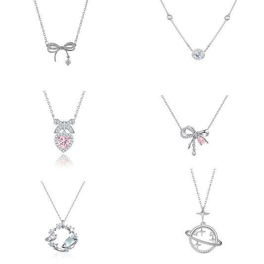 Point Full Series Female Bow Couple Design Clavicle Chain Sweater Necklaces