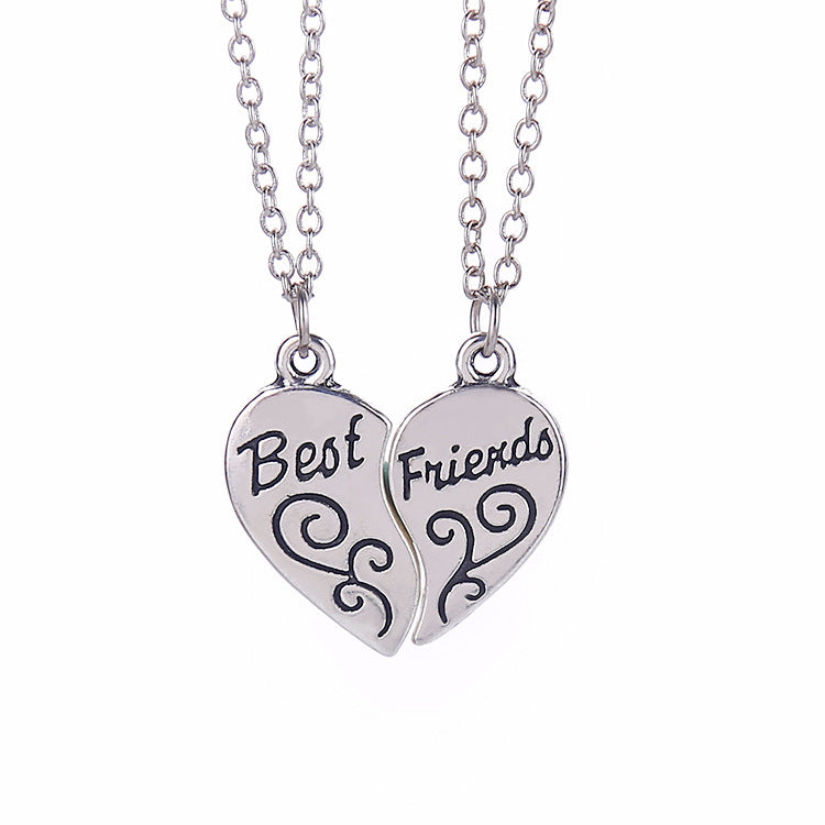 Friend Metal Stitching Love Peach Heart Necklace