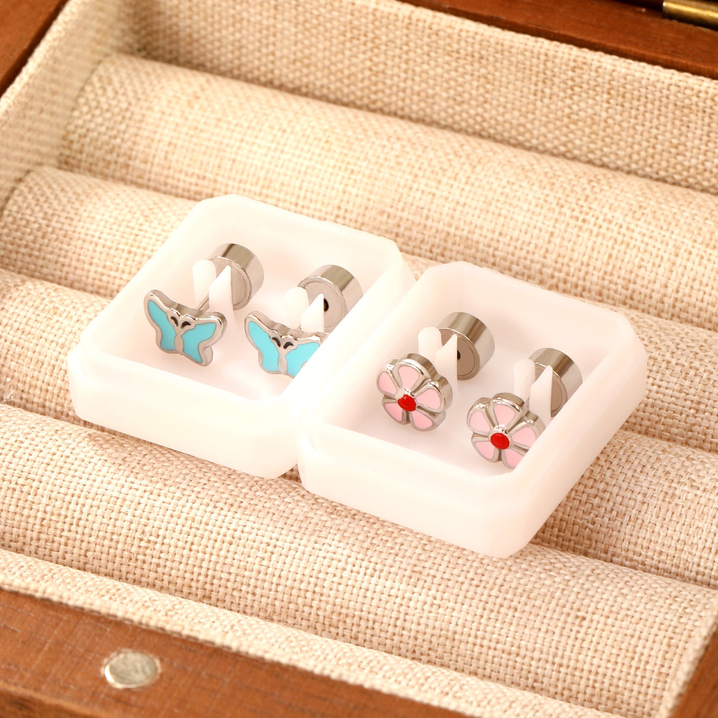 Women's For Fashion Simple Electroplated Summer Cute Flowers Stainless Stud Earrings