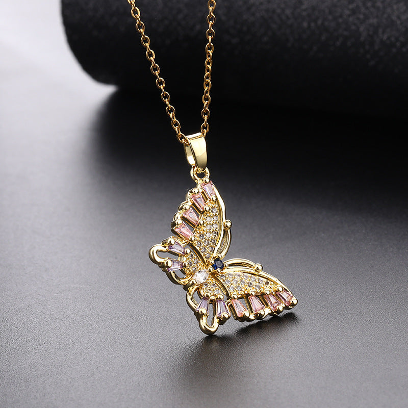 Women's Design Colorful Zircon Butterfly Clavicle Chain Trendy Necklace