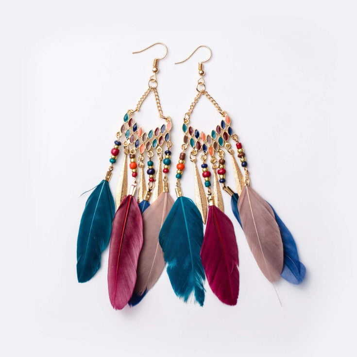 Bohemian Feather High-grade Yunnan Tourism Holiday Earrings