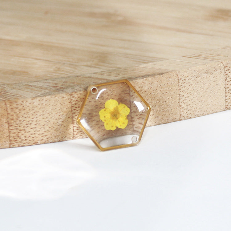 Hexagonal Dried Flower Gold Sier Colored Flowers Bracelets