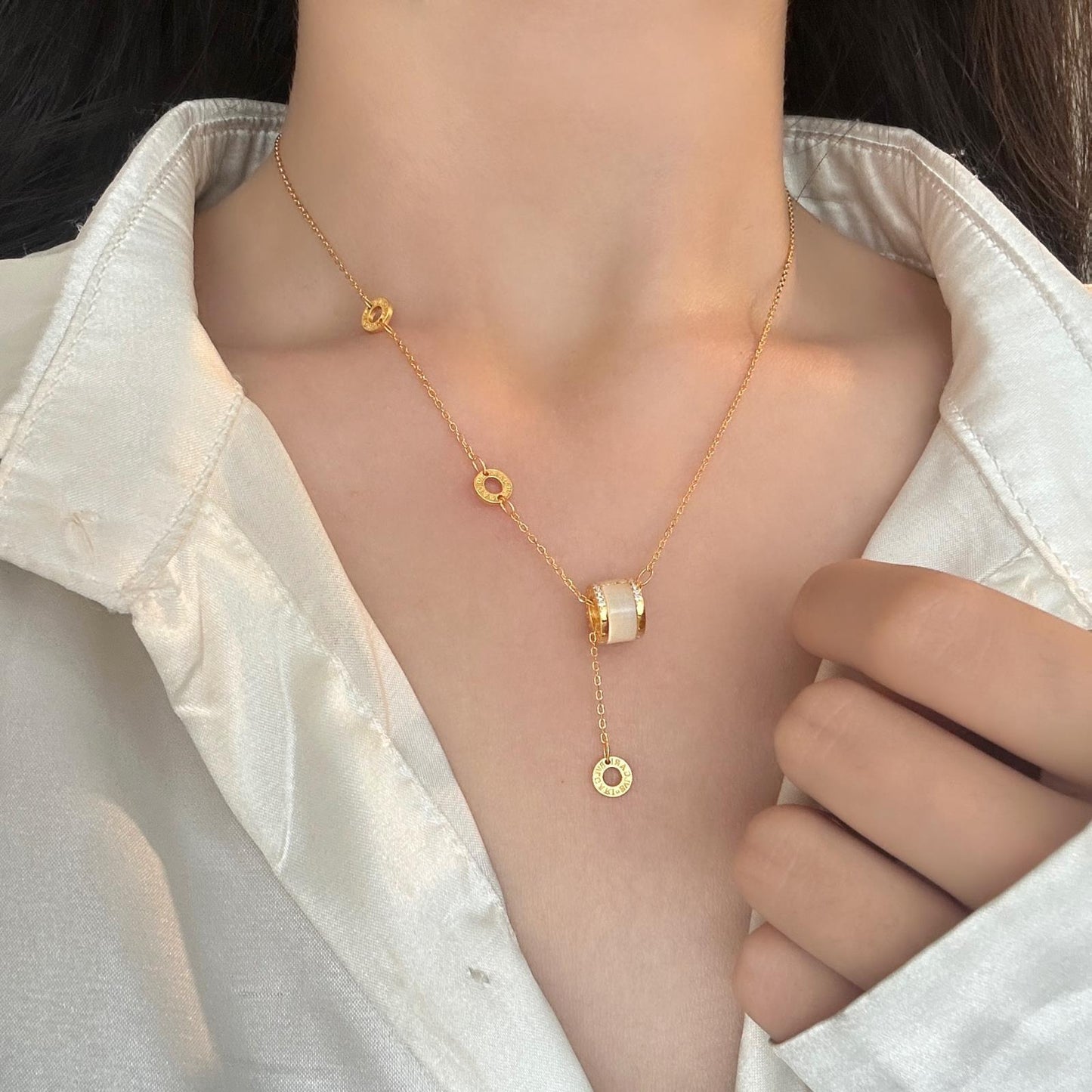 Women's Sier Small Waist Korean Sweater Agate Light Luxury High-grade Sense Necklaces
