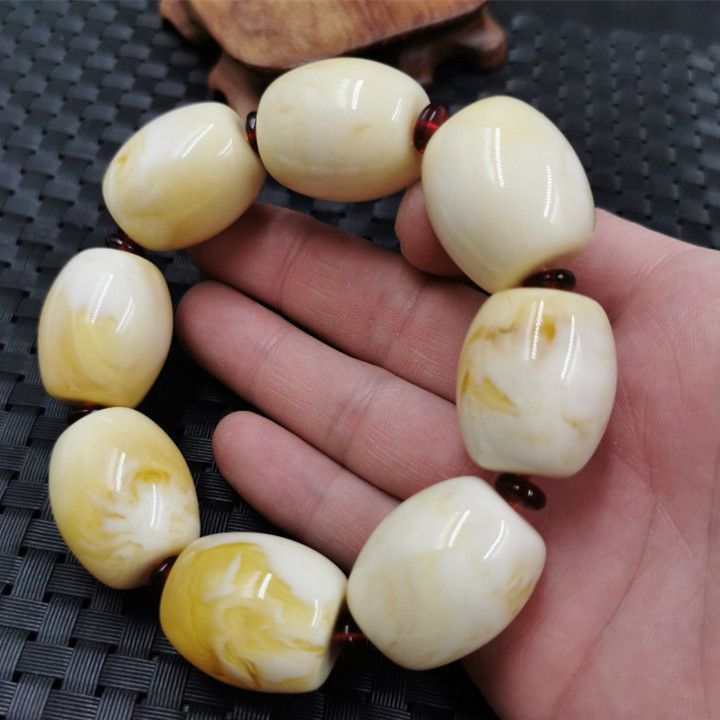 Beeswax Yellow Chicken Grease Color Barrel Beads Round Bracelet
