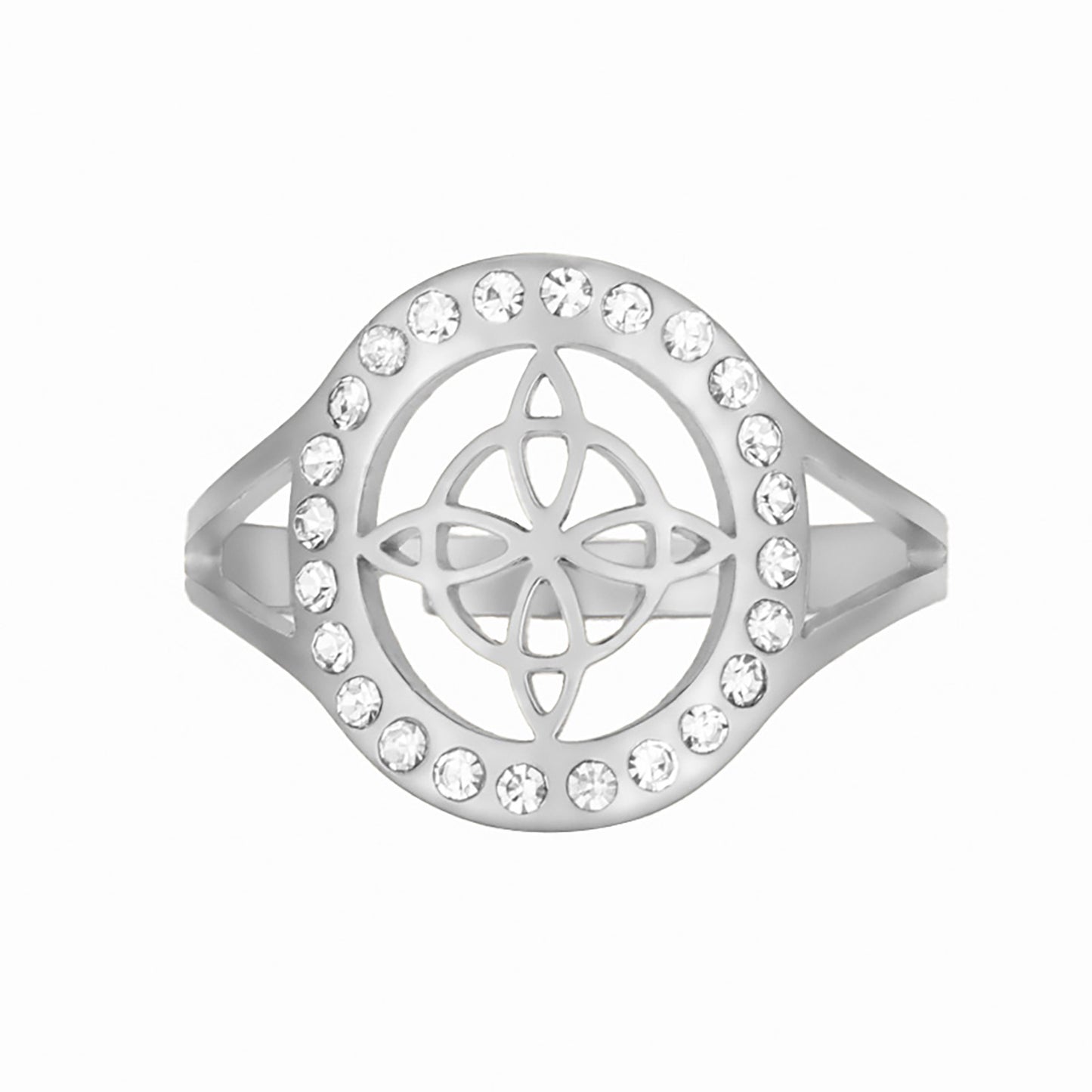 Women's & Men's Titanium Steel Hollow Witch Knot Adjustable Spot Rings