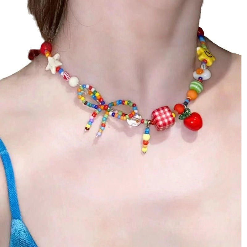 Apple Paradise Colorful Beaded Summer Bohemian Clavicle Chain Necklaces