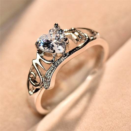 Electroplated Heart-shaped Zircon Popular Fashion Female Rings