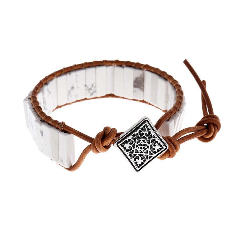 Natural Stone Imitated Handmade Woven Leather String Bohemian Bracelets