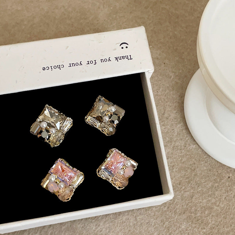 Women's Design Geometric Crystal Pearl Square For Mild Luxury Rings