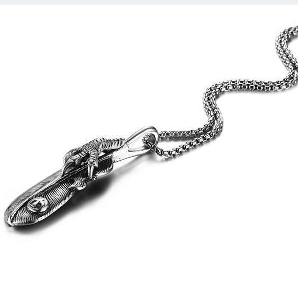 Promotional Feather Eagle Hand-held Stainless Steel Titanium Vintage Clavicle Necklace