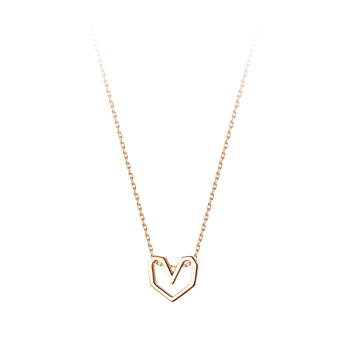 Hollow Love Heart-shaped Female Korean Rose Gold Necklaces