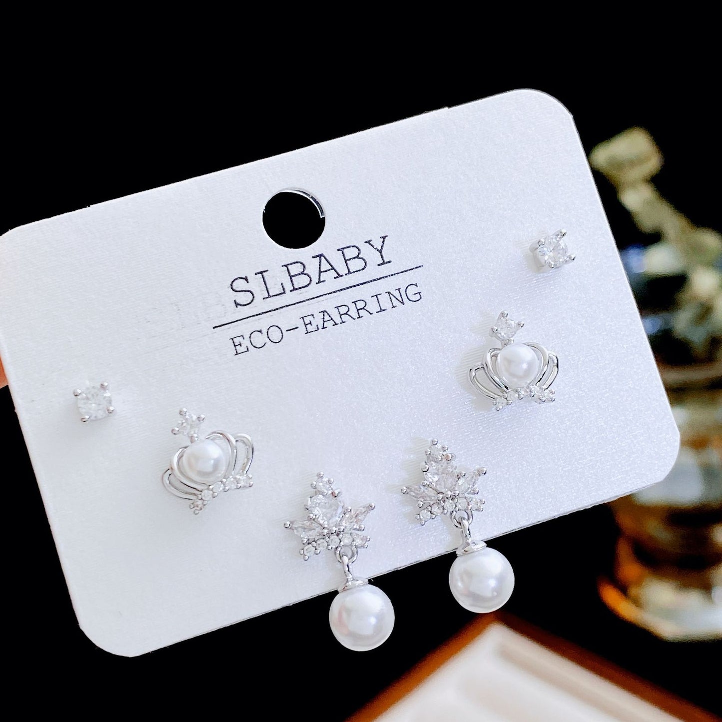 Women's Needle Simple Series Three Pairs Storage Ear Rings