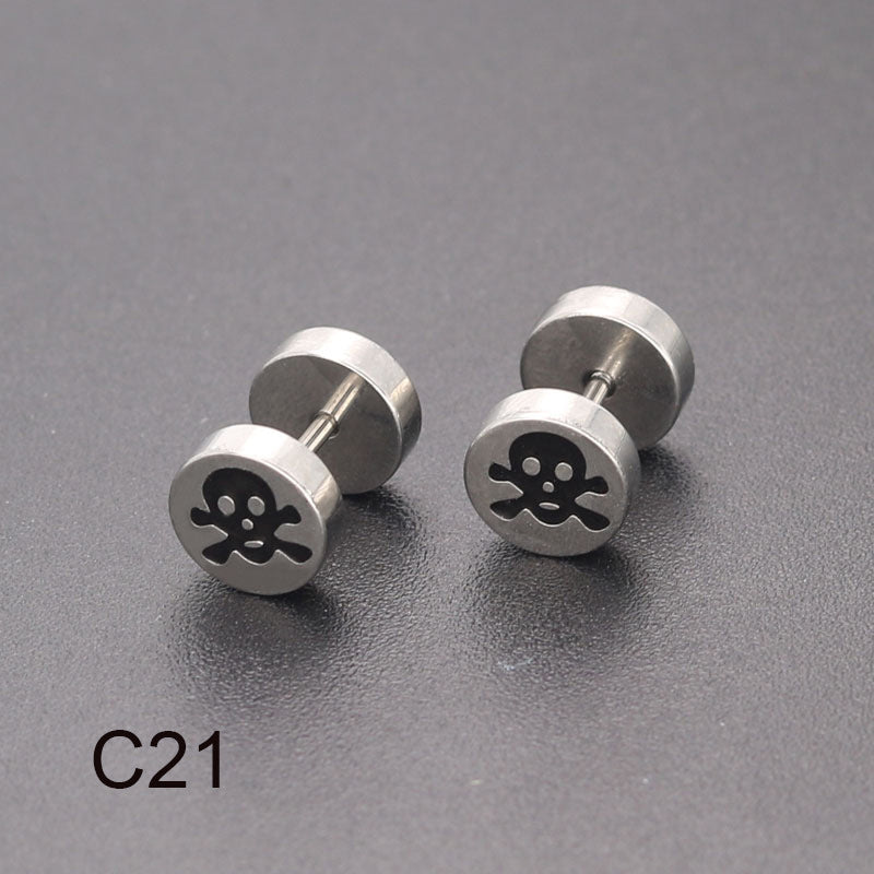Bilateral Epoxy Titanium Steel Ear Drip Bone Fake Extender Earrings