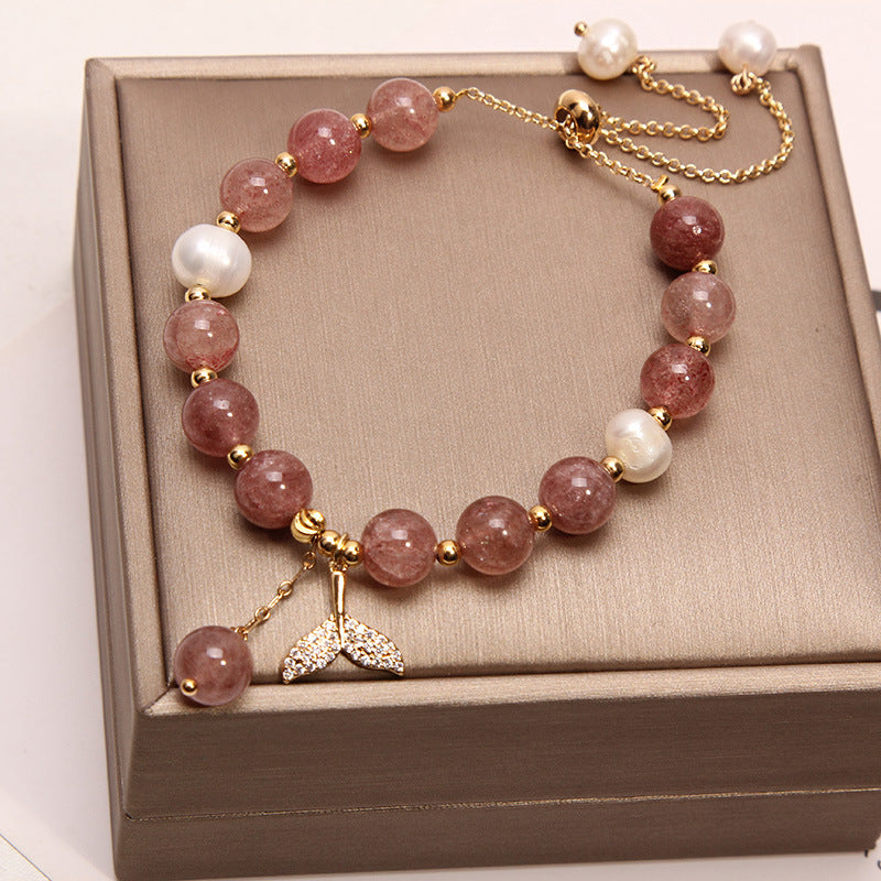 Freshwater Pearl Female Strawberry Quartz Fishtail Bracelets