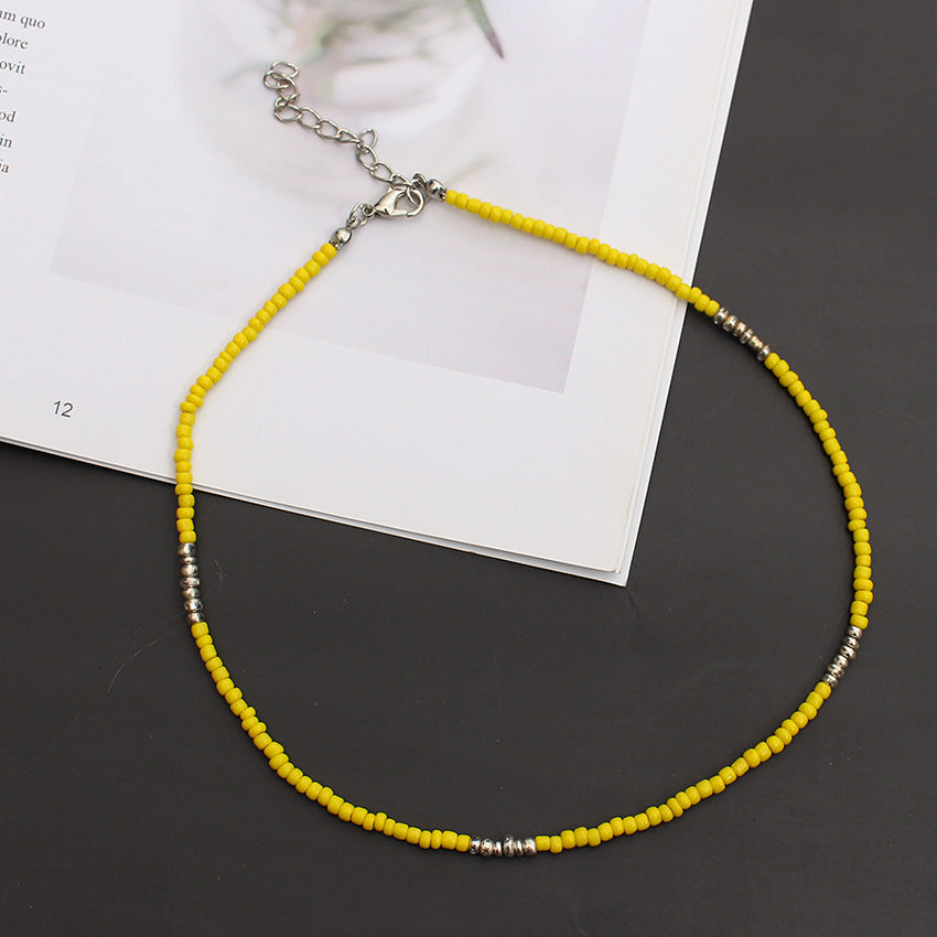 Korean Style Fashionable Colorful Bohemian Golden Balls Bead Handmade Ethnic Necklaces