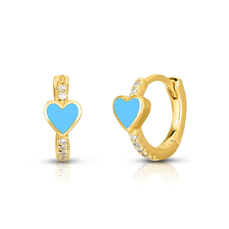 Sier Needle Fashion Simple Heart-shaped Geometric Ear French Stud Earrings