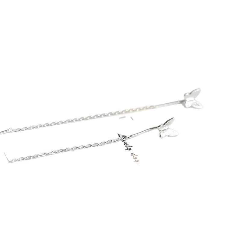 Women's Dance Butterfly Thread Fairy Temperamental Simple Long Eardrop Rings
