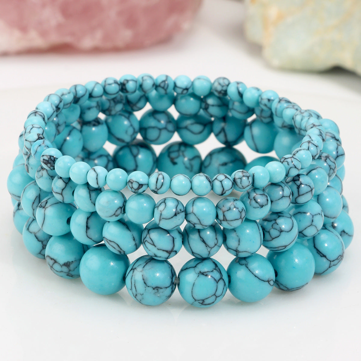 Women's & Men's Handmade Natural Stone Beaded For Twin Tourmaline Bracelet