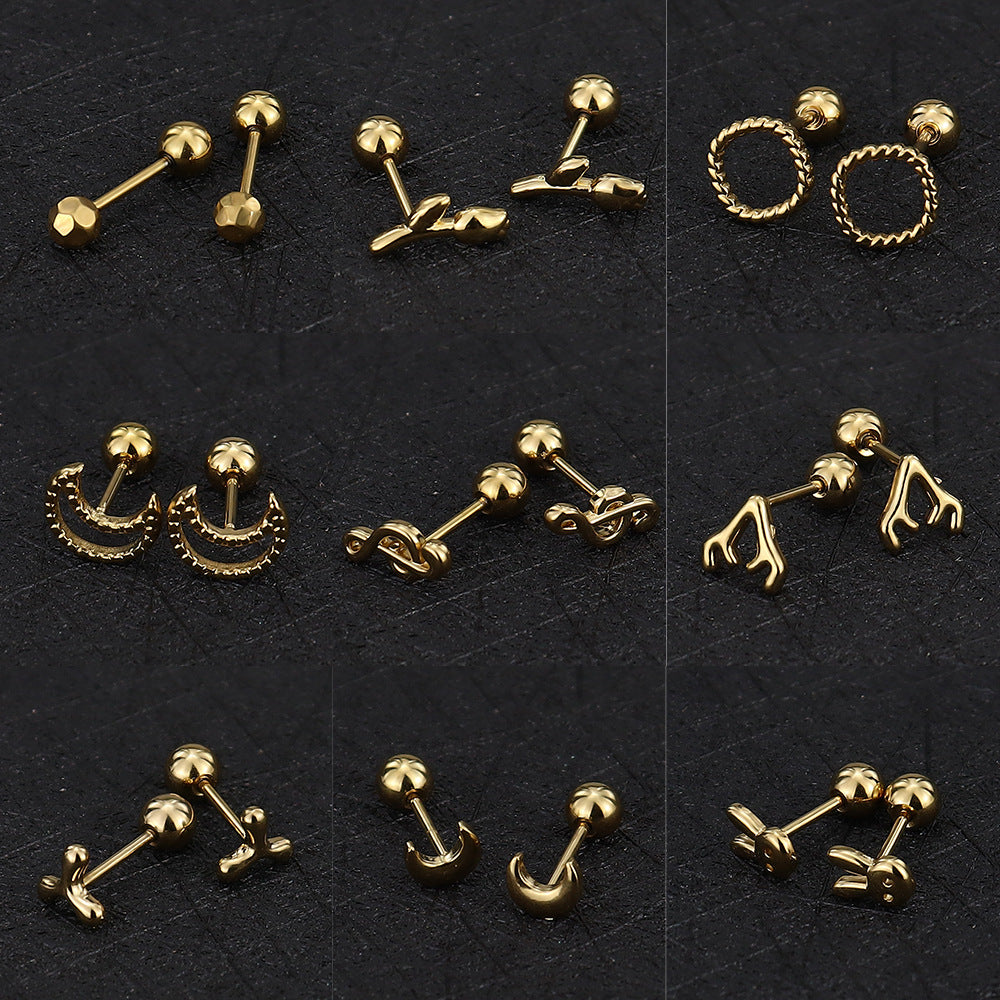 Stainless Steel Ear Bone Nail Mini Piercing Screw Rings