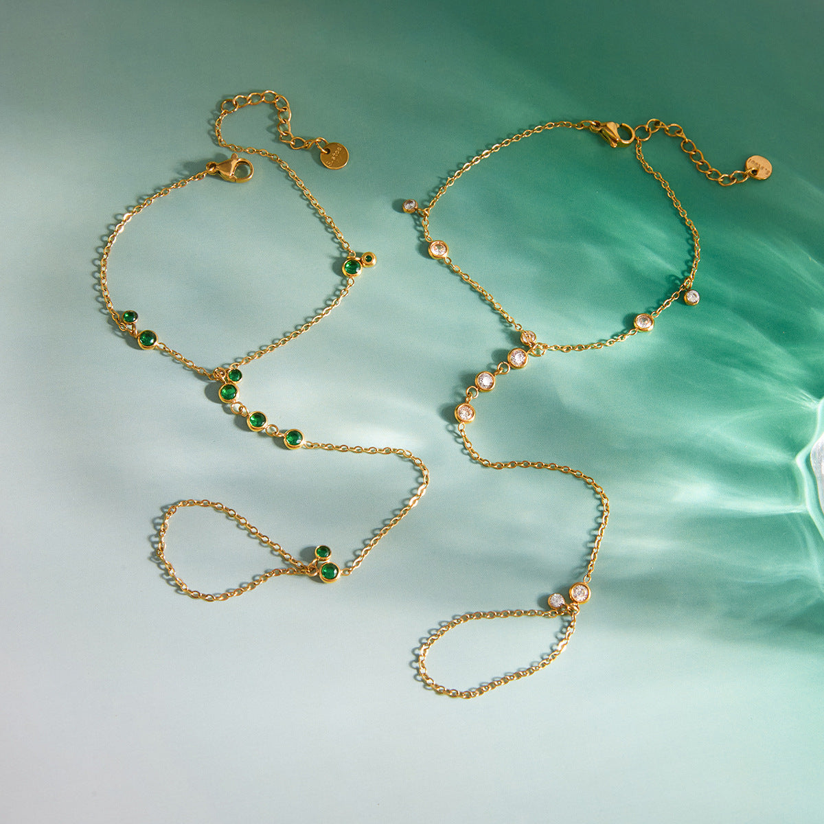Ding Stainless Steel Green Diamond Female Light Luxury Minority Titanium Bracelet