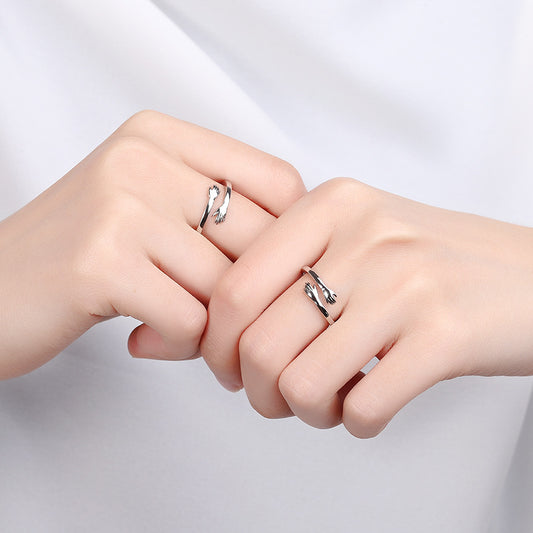 Women's & Men's Style Love Hug Couple Open-end Pair Of Simple Rings