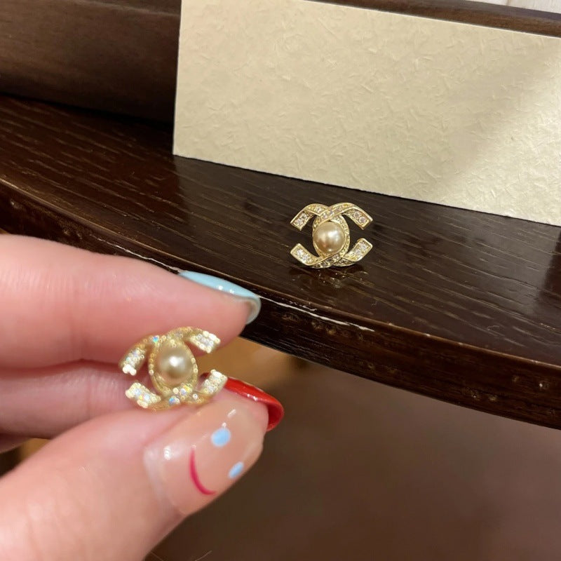 High-grade Refined Zircon Cross Shaped Female Compact Temperamental Sweet Earrings